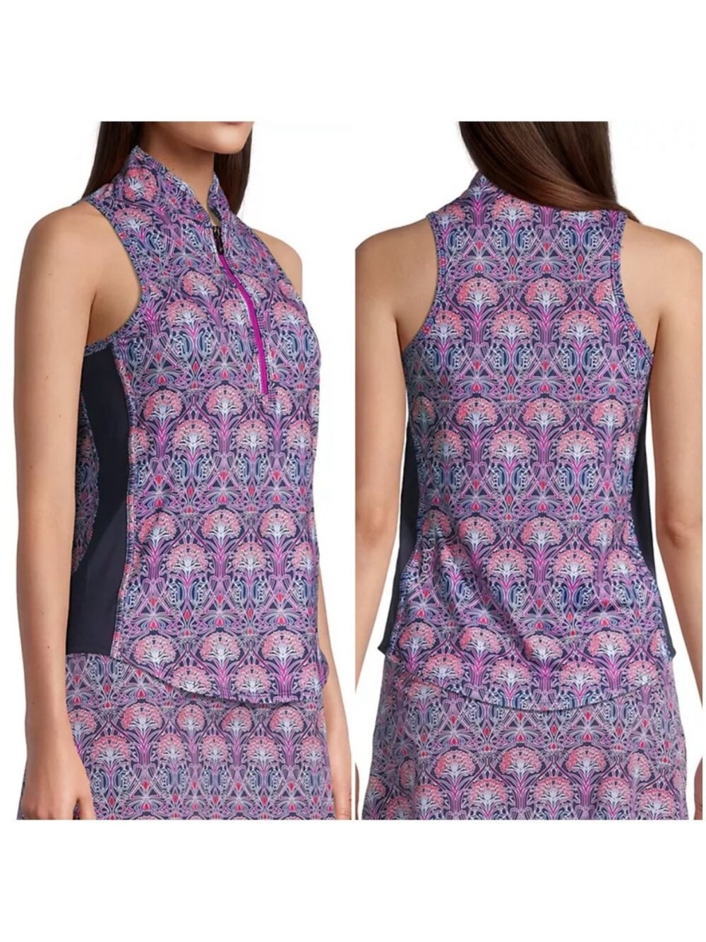 Greyson Nouveau Floral Sleeveless Vesta Mock Neck Top & Short Set L/XL58